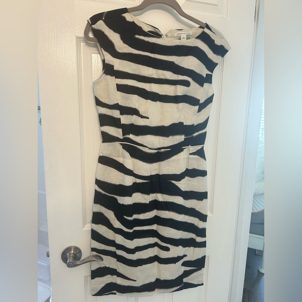 Banana Republic Black and White Linen Zebra Print Mini Dress